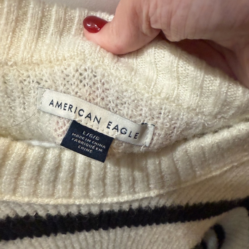 American Eagle Outfitters Cream and Black Turtleneck Sweater